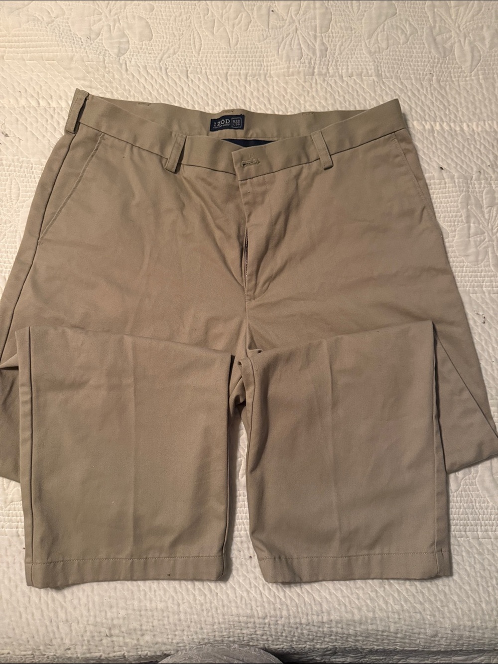 Izod Men’s Khaki Flat-Front Chino Pants